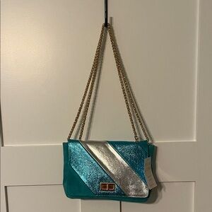 NWT Italian Suede Leather Crossbody - Turquoise